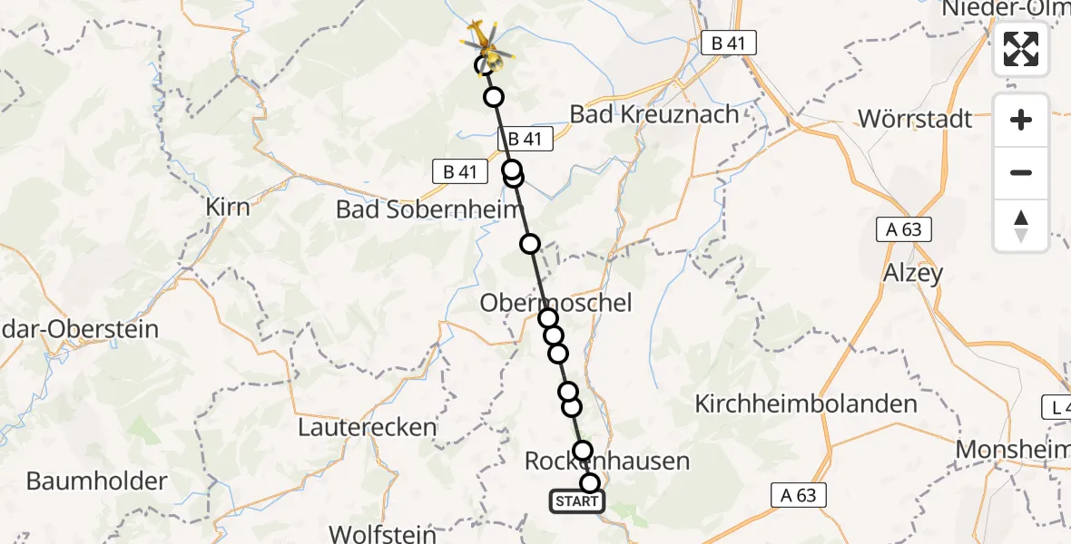 Flugroute Rettungshubschrauber Imsweiler UL - Argenschwang, 10 Juni 2026, 09:13