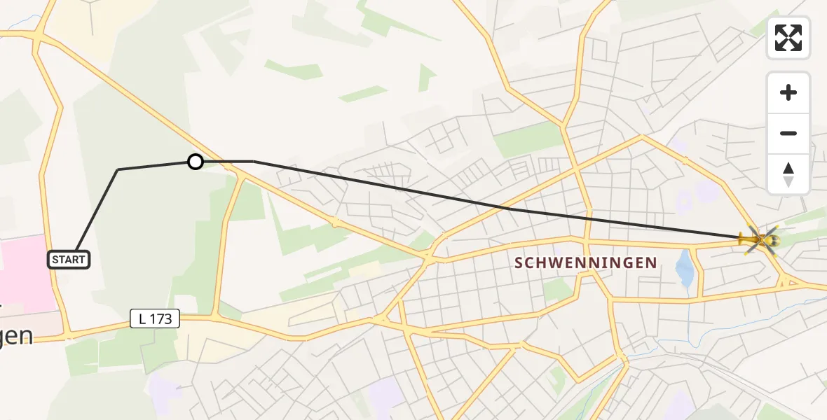 Flugroute Ambulanzhubschrauber DRF Air Rescue Station Villingen-Schwenningen Hubschrauberlandeplatz (Christoph 11) - Villingen-Schwenningen, 10 Juni 2026, 09:30