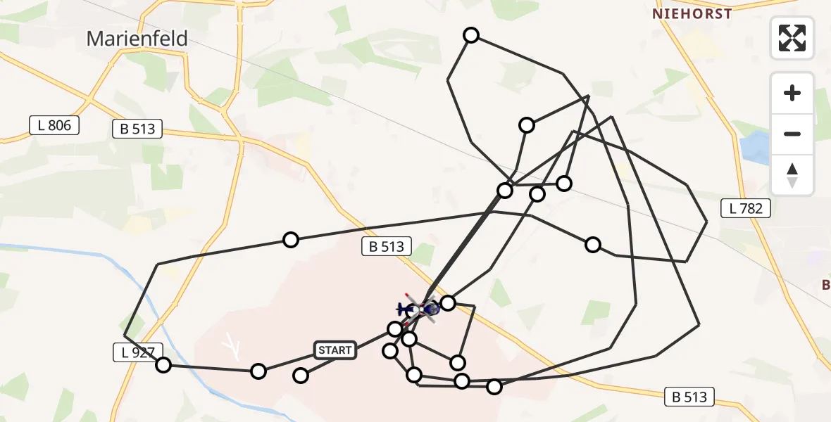 Flugroute Polizeihubschrauber Gütersloh Militärflugplatz - Gütersloh, 10 Juni 2026, 09:43
