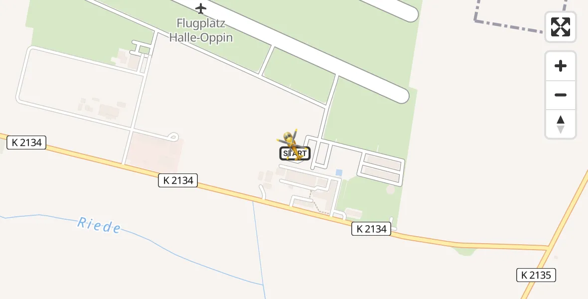 Flugroute Rettungshubschrauber Halle-Oppin Flugplatz - Halle-Oppin Flugplatz, 10 Juni 2026, 10:13
