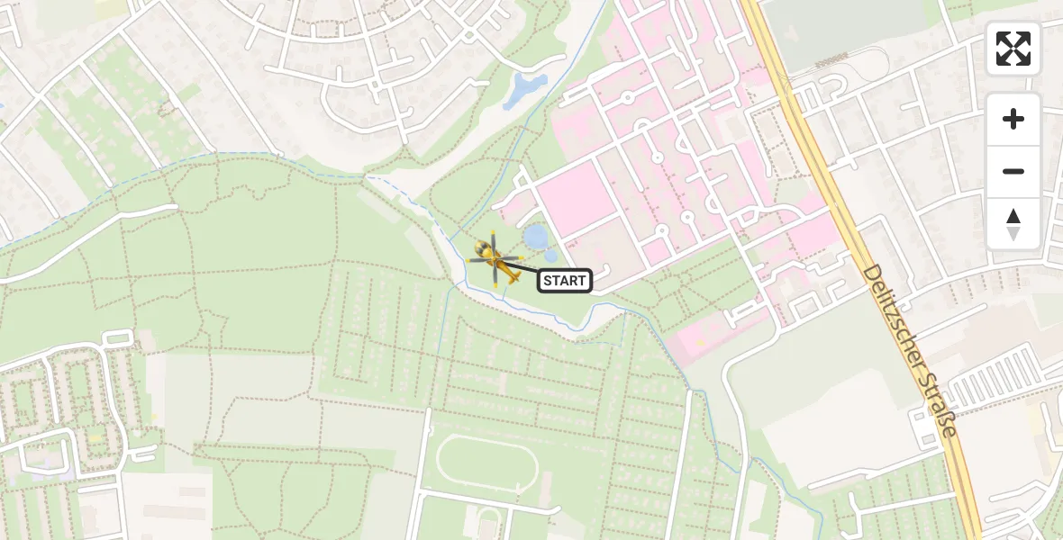 Flugroute Rettungshubschrauber Sankt George Hospital Leipzig - Sankt Georg Hospital Leipzig Reserve, 10 Juni 2026, 11:08