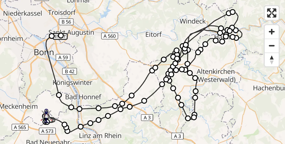 Flugroute Polizeihubschrauber Sankt Augustin - Wachtberg, 10 Juni 2026, 11:09