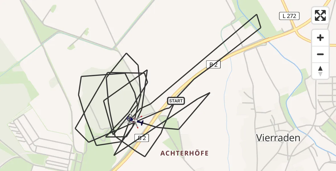 Flugroute Polizeihubschrauber Schwedt/Oder - Schwedt/Oder, 10 Juni 2026, 11:16