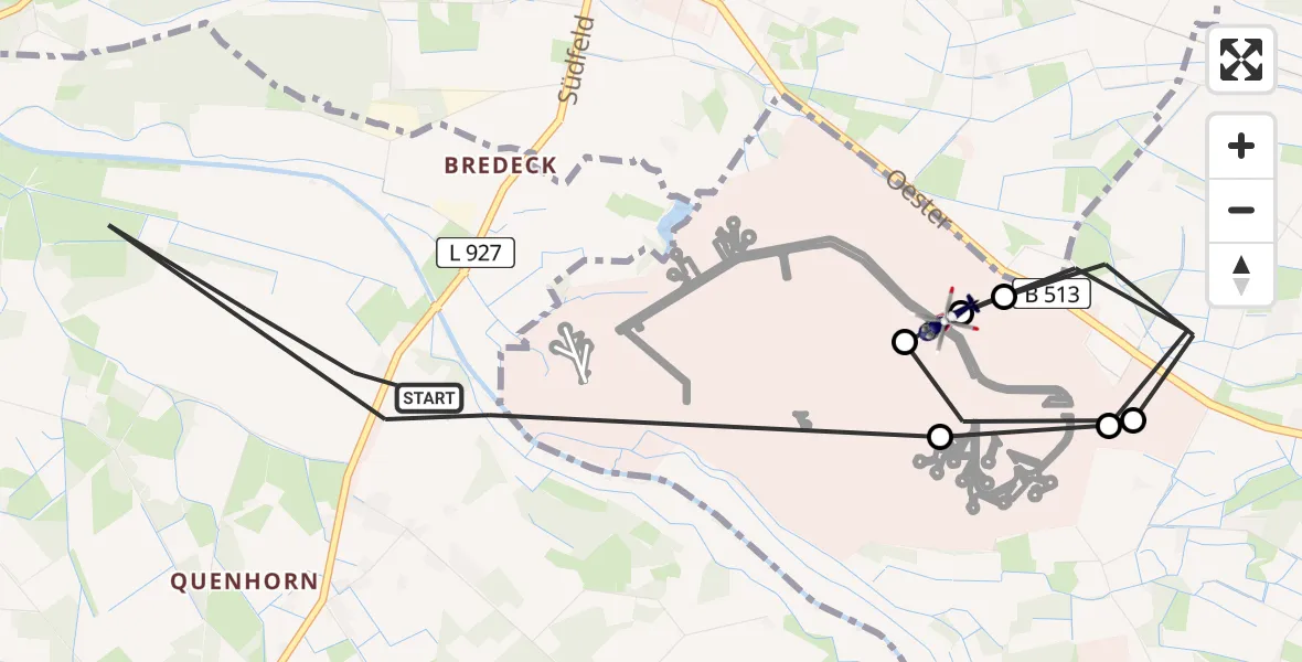 Flugroute Polizeihubschrauber Herzebrock-Clarholz - Gütersloh, 10 Juni 2026, 11:30