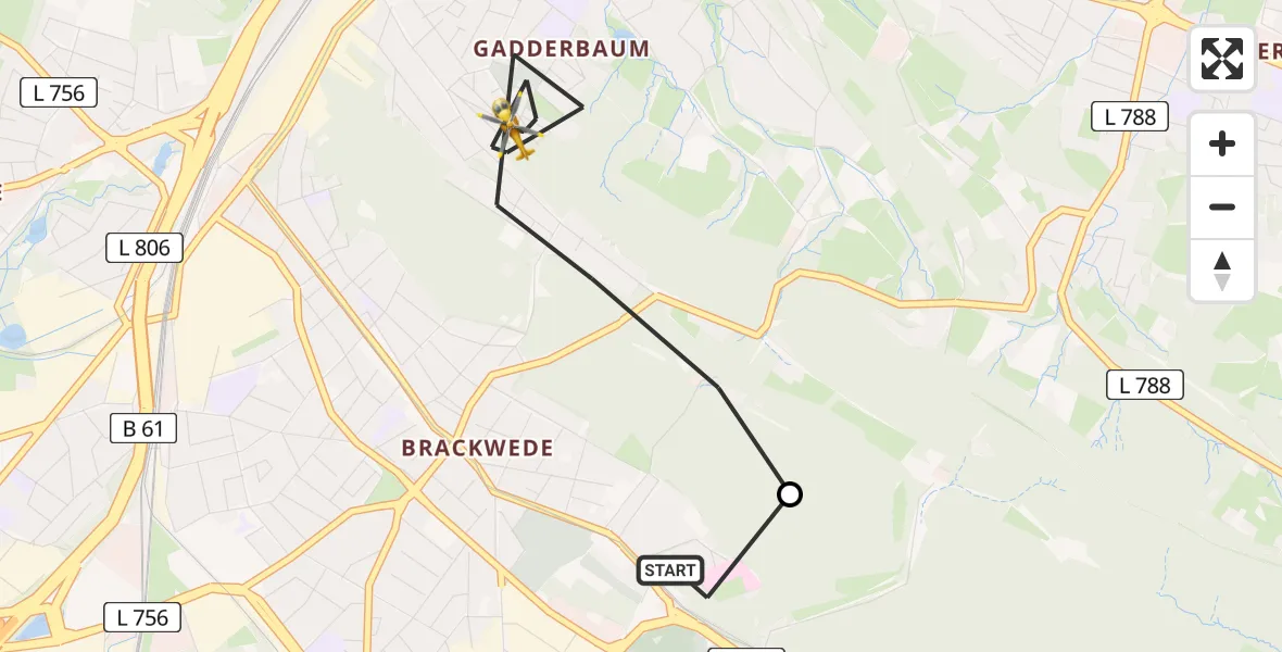 Flugroute Rettungshubschrauber Luftrettungszentrum Bielefeld - Bielefeld, 10 Juni 2026, 11:39