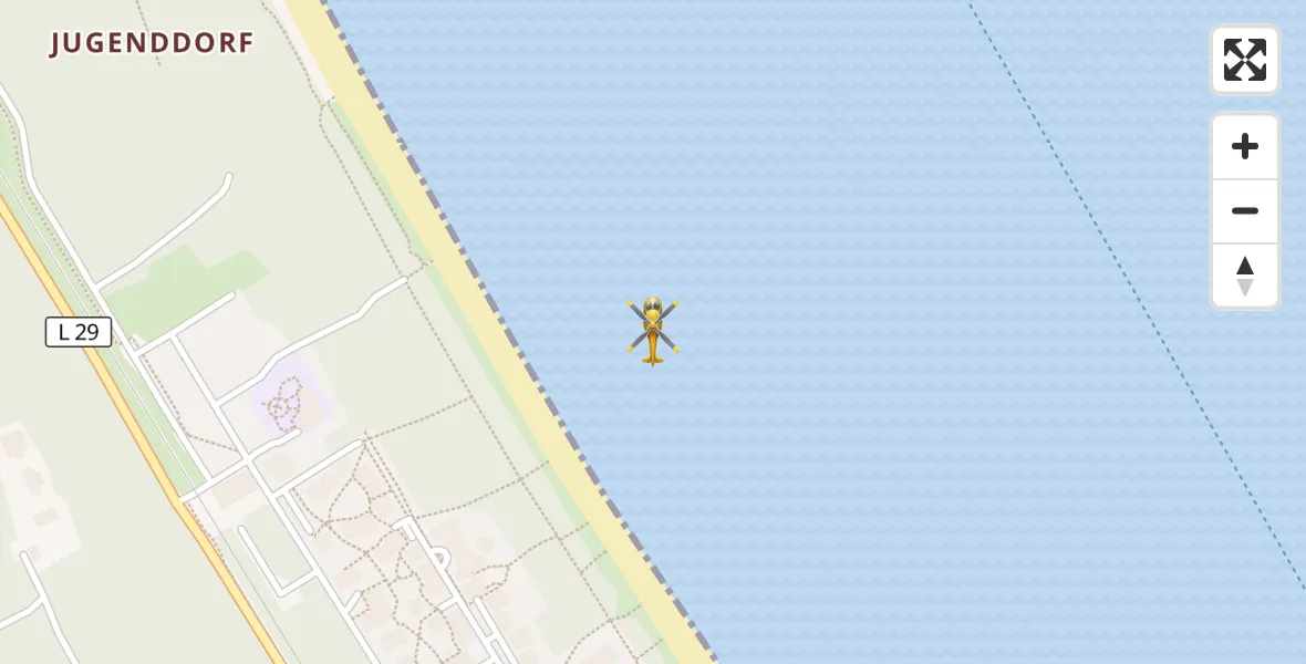Flugroute Ambulanzhubschrauber Binz - Binz, 10 Juni 2026, 12:03