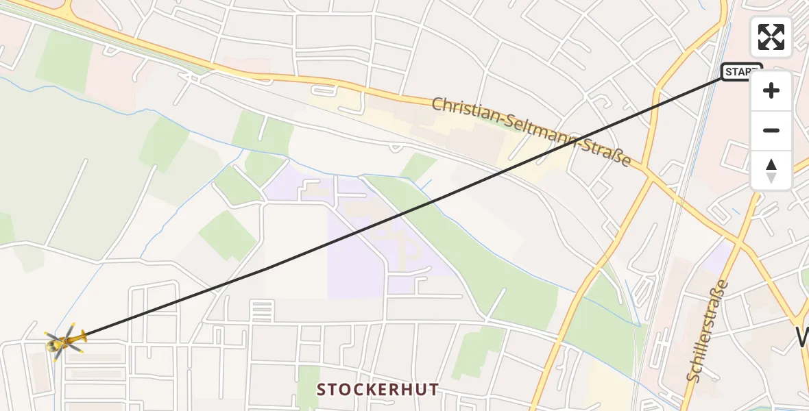 Flugroute Rettungshubschrauber Weiden i.d.OPf. - Weiden i.d.OPf., 10 Juni 2026, 12:08
