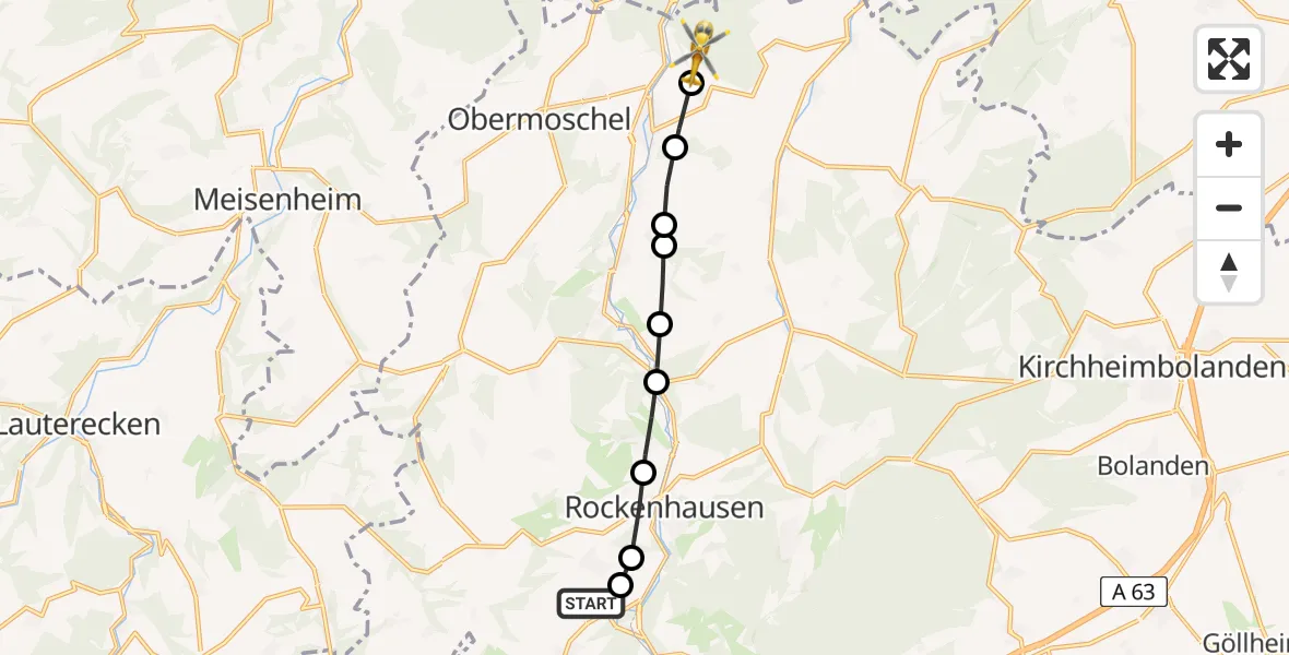 Flugroute Rettungshubschrauber Imsweiler UL - Winterborn, 10 Juni 2026, 12:27