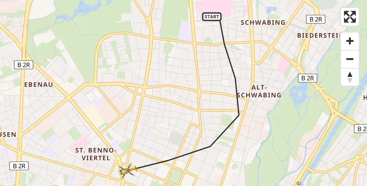 Flugroute Rettungshubschrauber München - München, 10 Juni 2026, 12:30