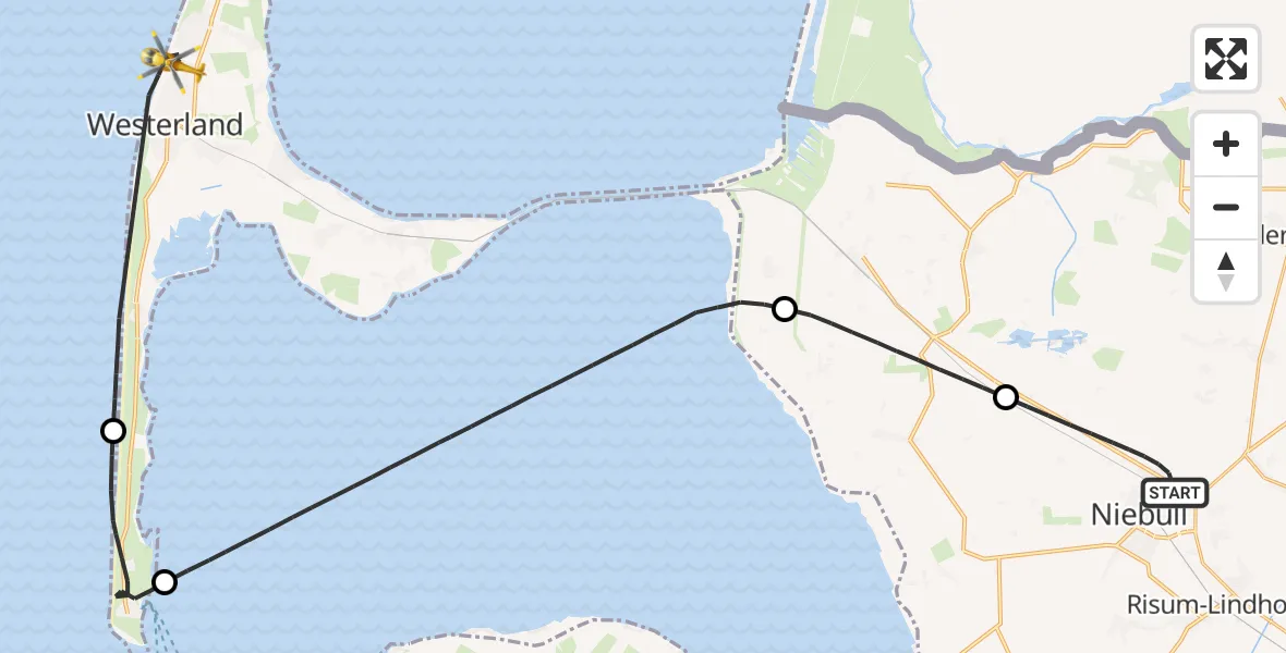 Flugroute Rettungshubschrauber Niebüll - Sylt, 10 Juni 2026, 13:00
