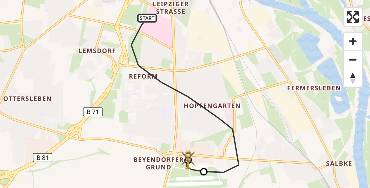 Flugroute Rettungshubschrauber Magdeburg - Magdeburg, 10 Juni 2026, 14:42