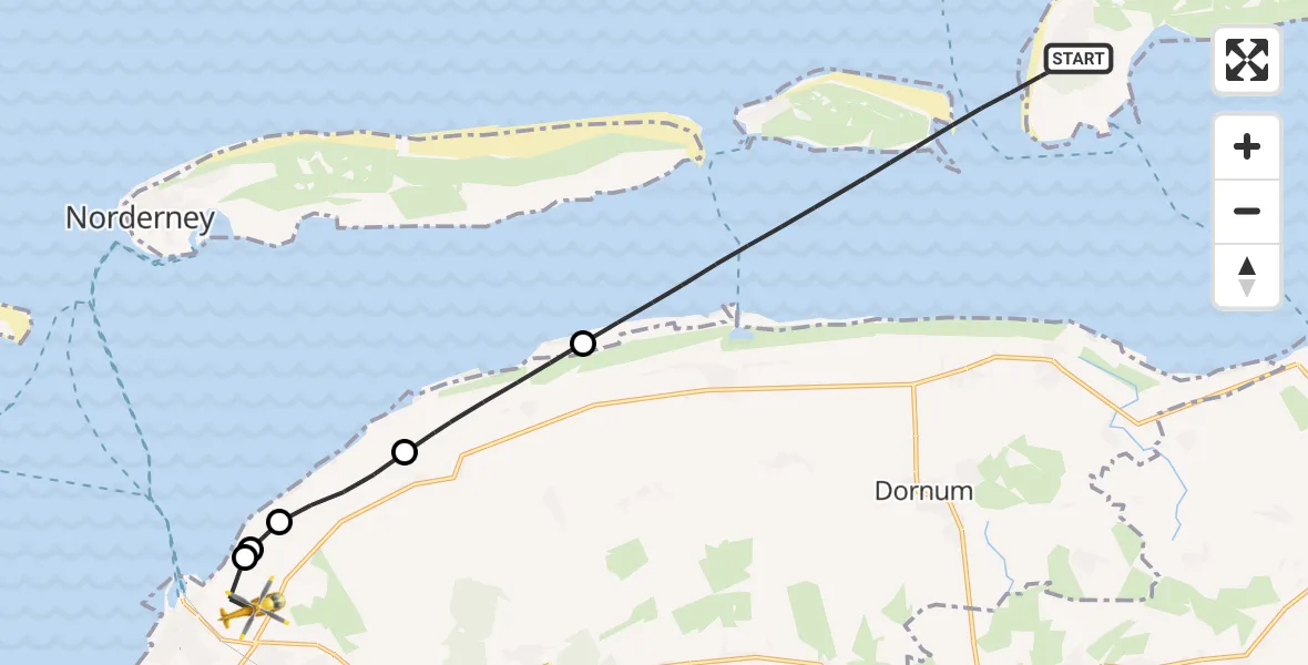 Flugroute Ambulanzhubschrauber Noordzee - Norden, 10 Juni 2026, 14:50