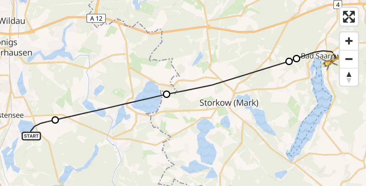 Flugroute Rettungshubschrauber Bestensee - Bad Saarow, 10 Juni 2026, 17:10