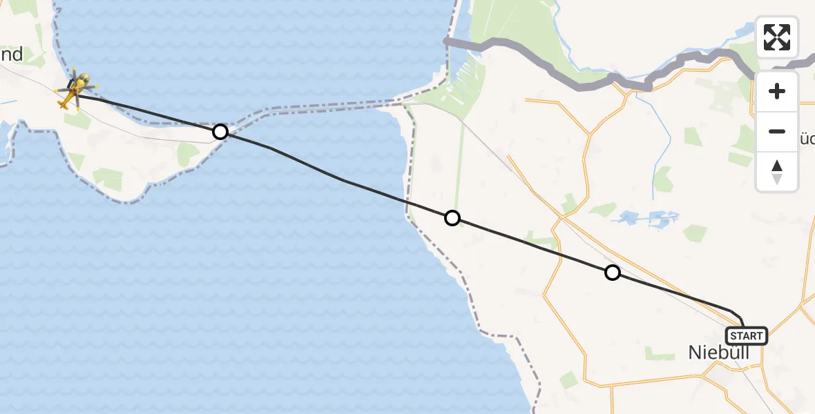 Flugroute Rettungshubschrauber Niebüll - Sylt, 10 Juni 2026, 17:27