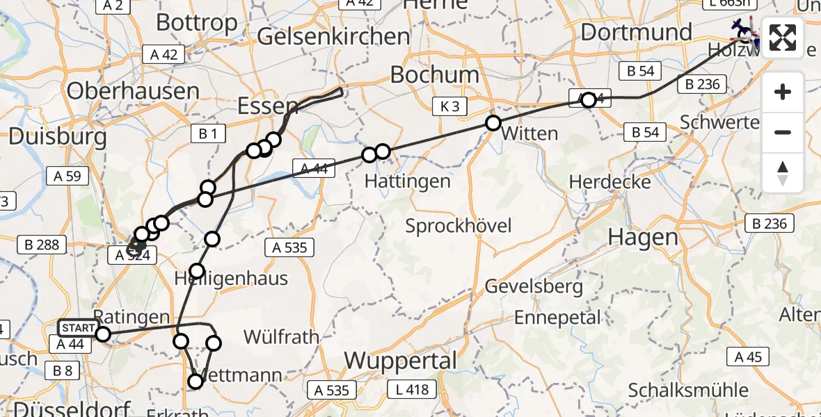 Flugroute Polizeihubschrauber Düsseldorf Flughafen - Dortmund Flughafen, 10 Juni 2026, 17:42