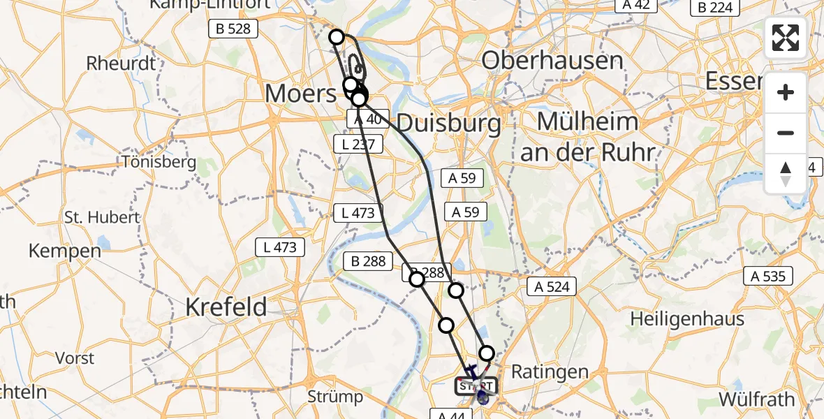 Flugroute Polizeihubschrauber Düsseldorf Flughafen - Düsseldorf Flughafen, 10 Juni 2026, 18:52