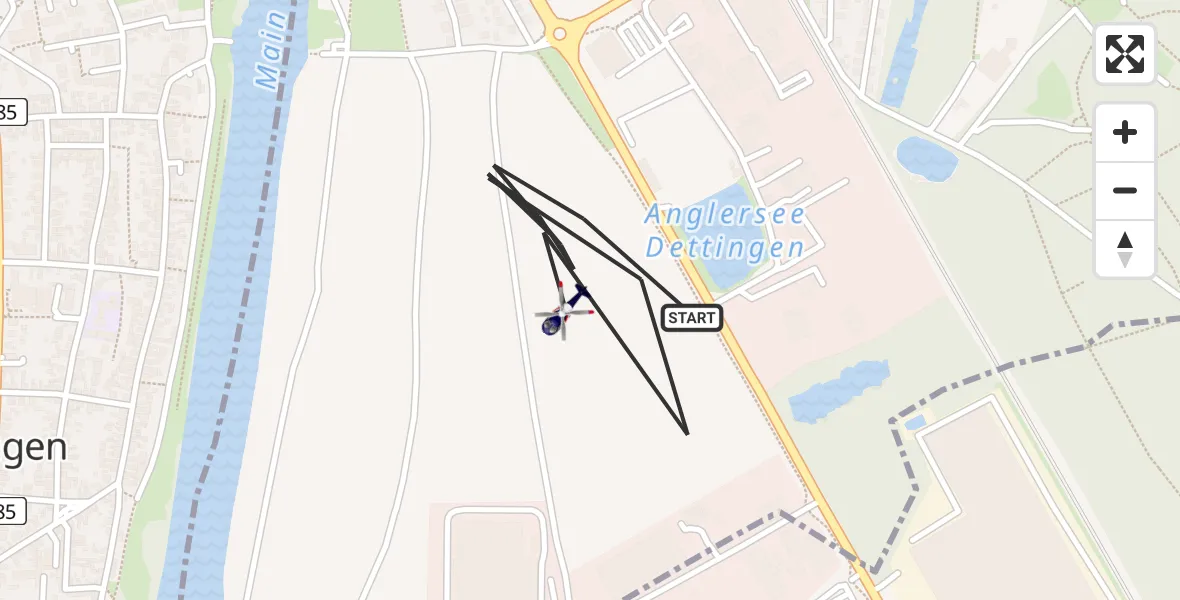 Flugroute Polizeihubschrauber Karlstein a.Main - Karlstein a.Main, 10 Juni 2026, 19:58