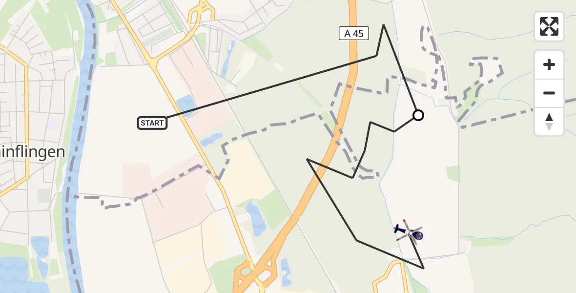 Flugroute Polizeihubschrauber Karlstein a.Main - Kleinostheim, 10 Juni 2026, 20:02