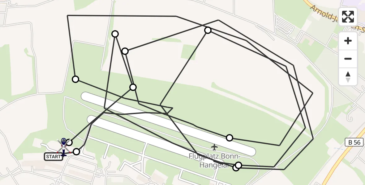 Flugroute Polizeihubschrauber Sankt Augustin - Sankt Augustin, 11 Juni 2026, 05:57