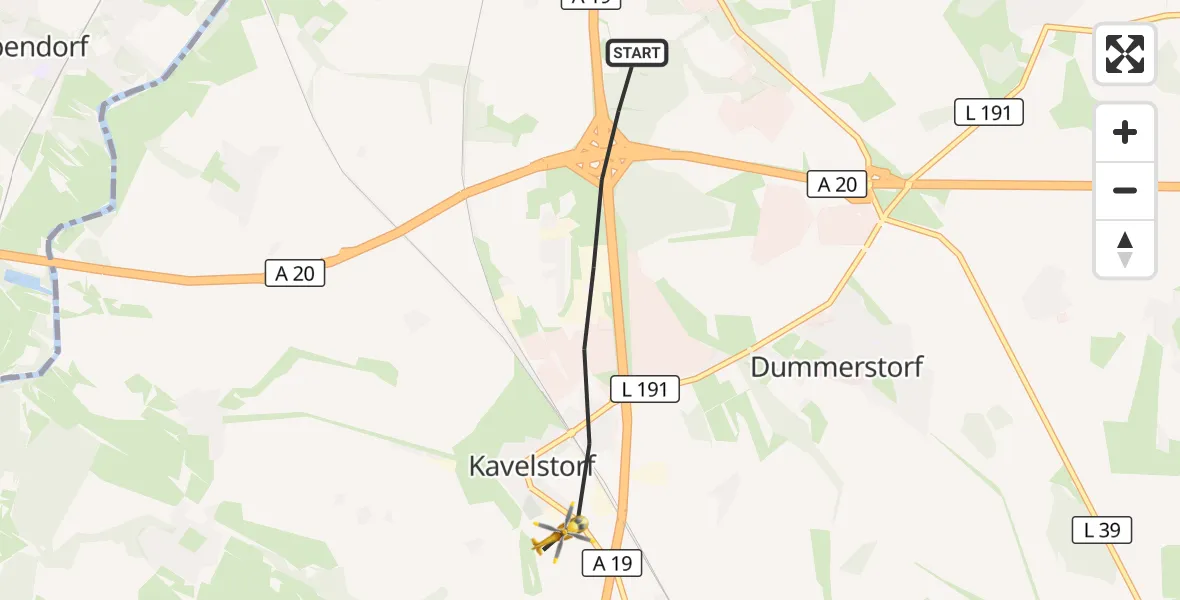 Flugroute Ambulanzhubschrauber Dummerstorf - Dummerstorf, 11 Juni 2026, 07:10