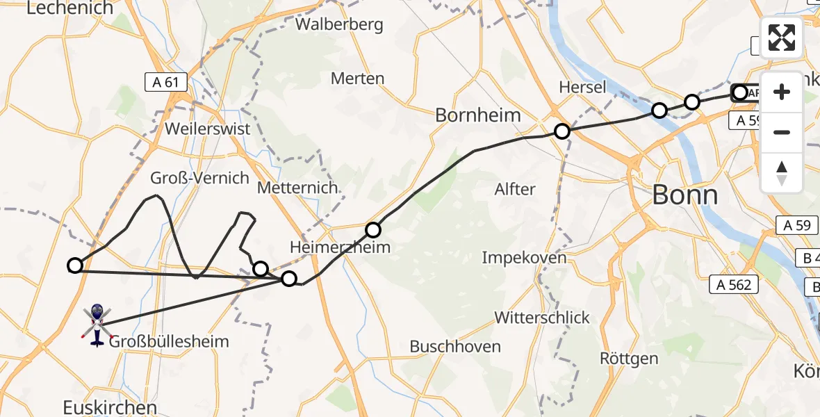 Flugroute Polizeihubschrauber Sankt Augustin - Euskirchen, 11 Juni 2026, 07:28