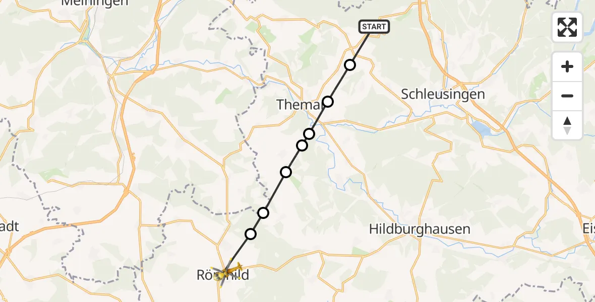 Flugroute Rettungshubschrauber Bischofrod - Römhild, 11 Juni 2026, 07:40