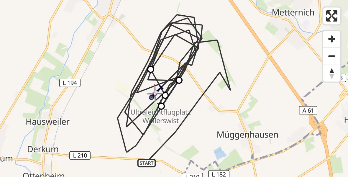 Flugroute Polizeihubschrauber Weilerswist - Weilerswist UL, 11 Juni 2026, 07:55