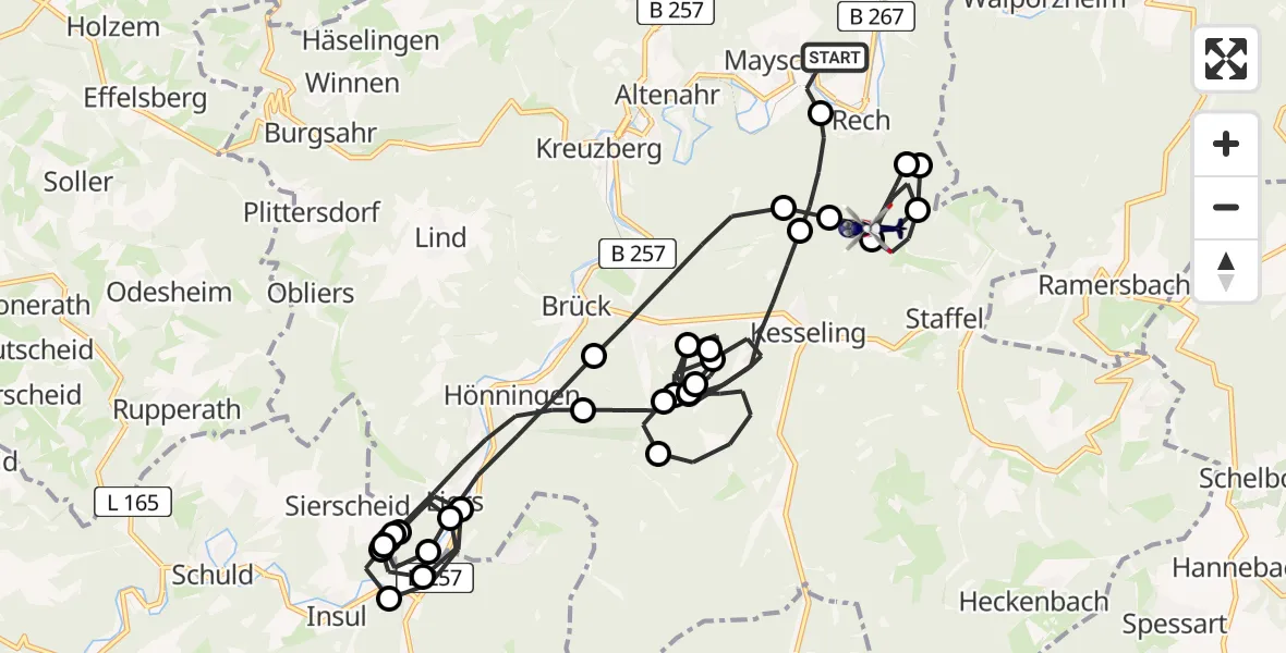 Flugroute Polizeihubschrauber Mayschoß - Rech, 11 Juni 2026, 07:56