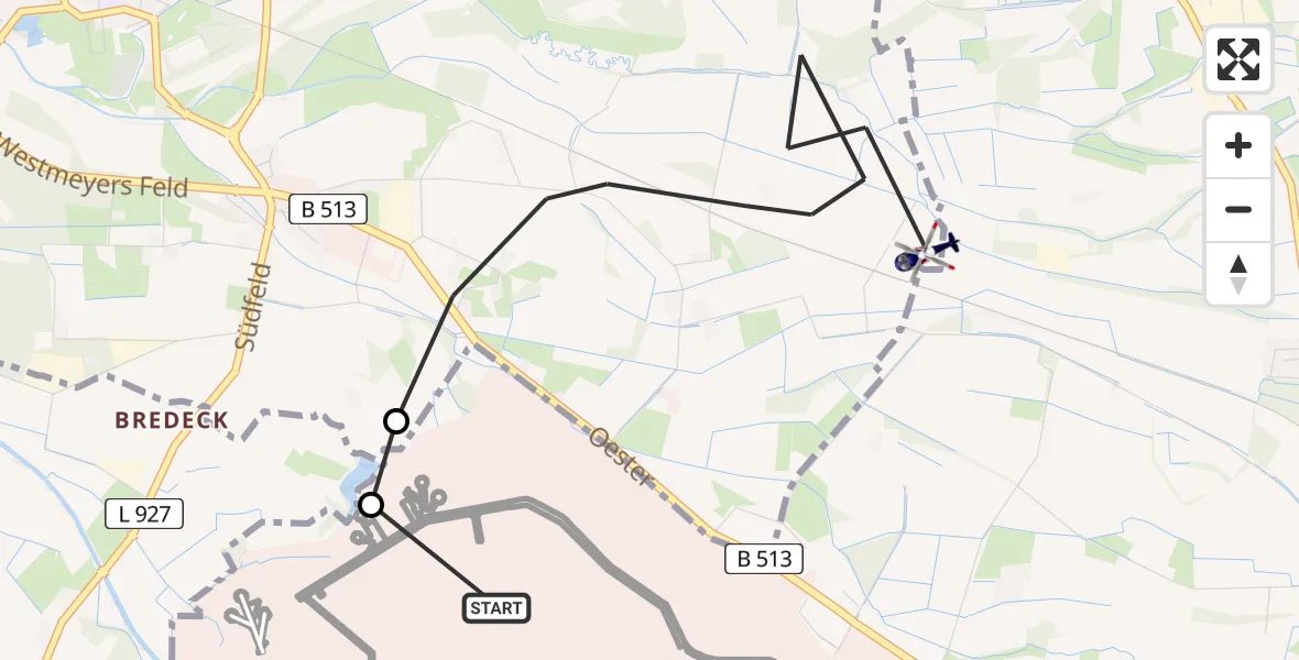 Flugroute Polizeihubschrauber Gütersloh Militärflugplatz - Gütersloh, 11 Juni 2026, 08:35