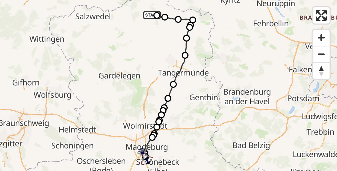 Flugroute Polizeihubschrauber Altmärkische Höhe - Magdeburg, 11 Juni 2026, 08:44