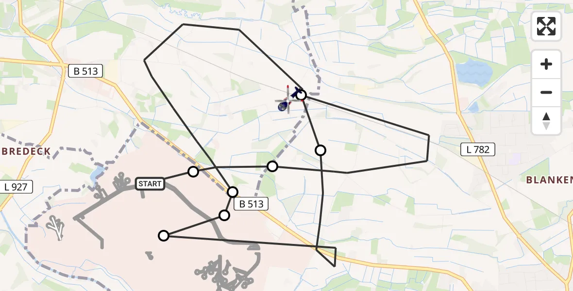 Flugroute Polizeihubschrauber Gütersloh - Harsewinkel, 11 Juni 2026, 08:44