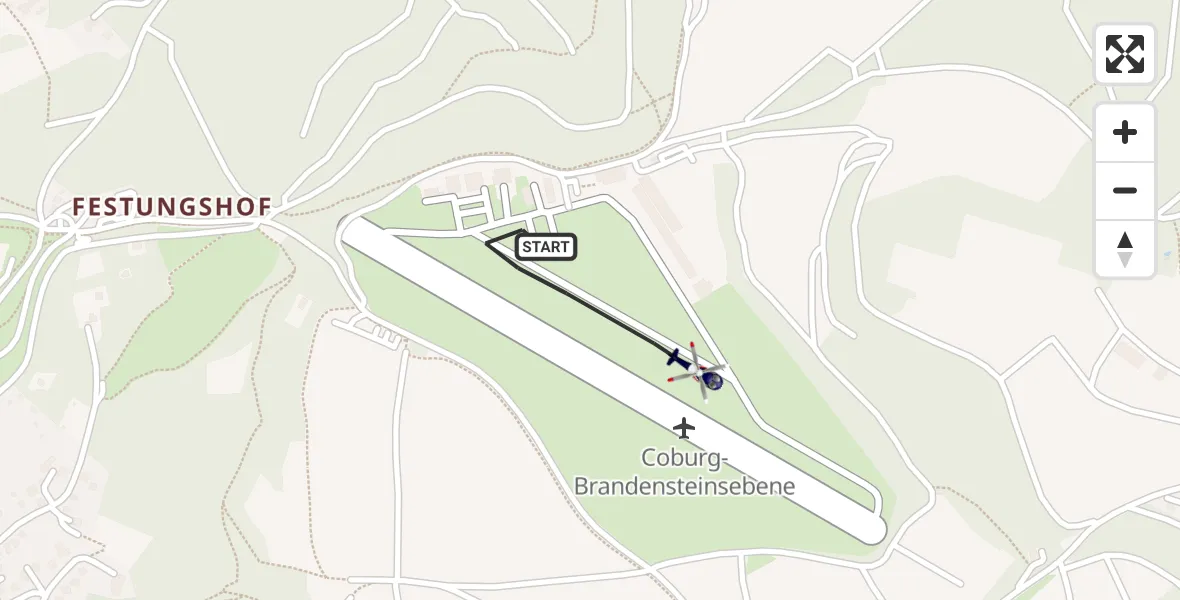 Flugroute Polizeihubschrauber Coburg-Brandensteinsebene Flugplatz - Coburg-Brandensteinsebene Flugplatz, 11 Juni 2026, 08:51