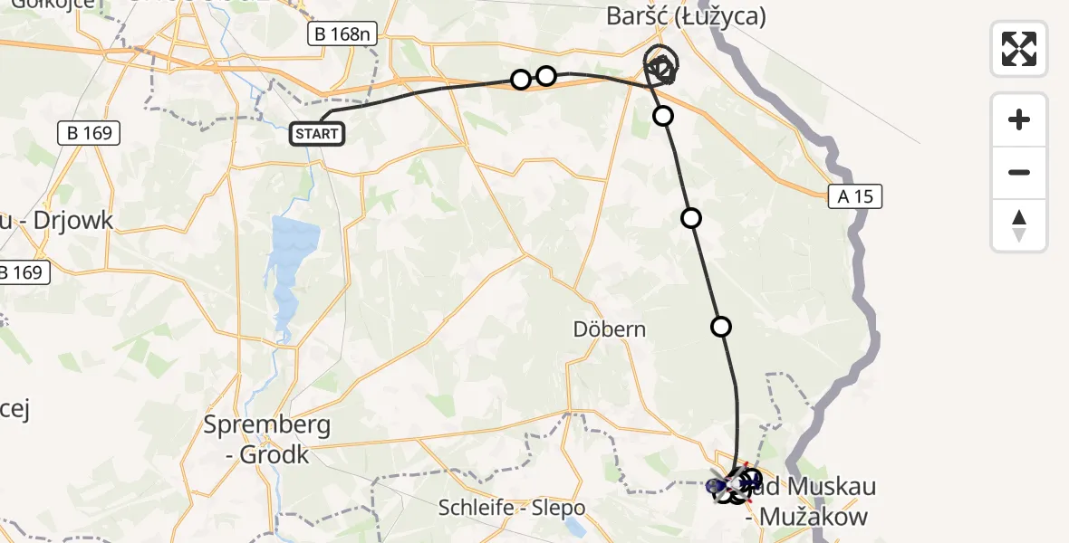 Flugroute Polizeihubschrauber Neuhausen/Spree - Jämlitz-Klein Düben, 11 Juni 2026, 08:53