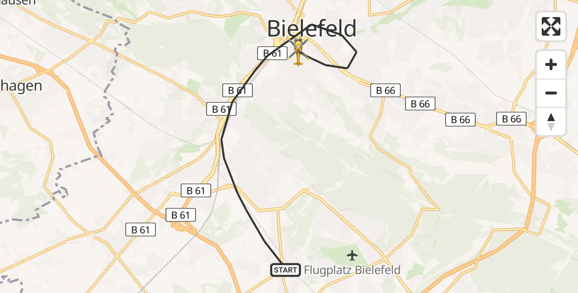 Flugroute Rettungshubschrauber Bielefeld - Bielefeld, 11 Juni 2026, 08:56