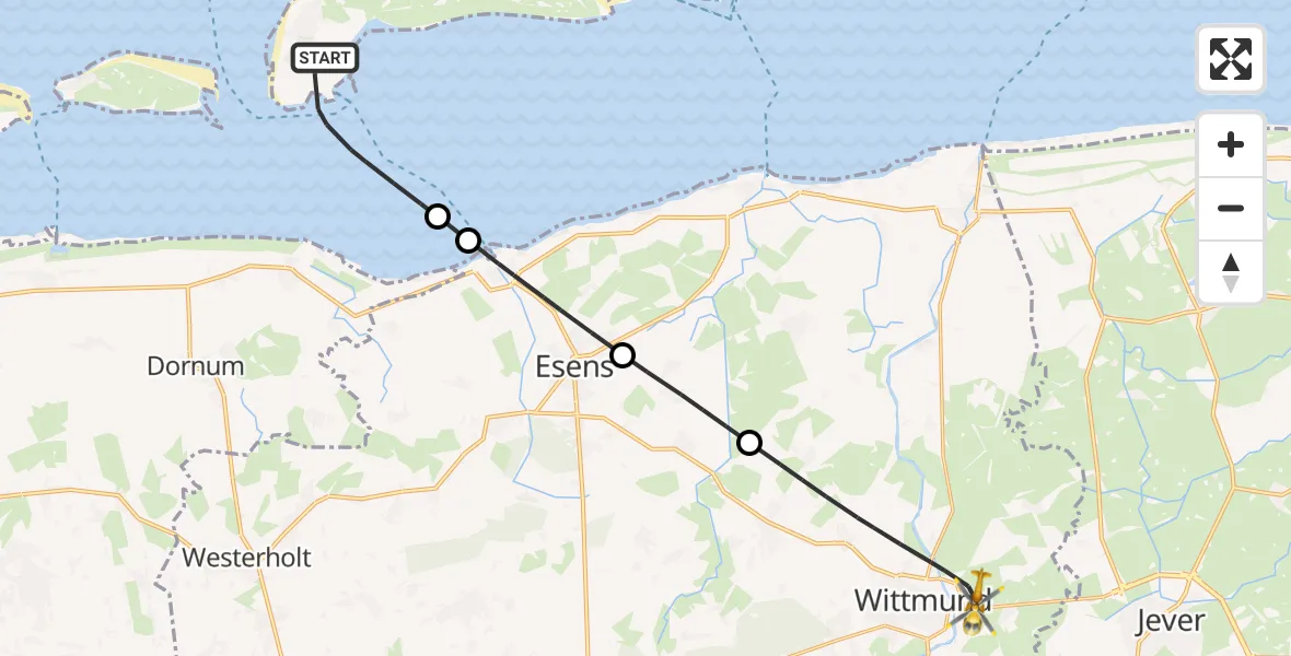 Flugroute Ambulanzhubschrauber Noordzee - Wittmund, 11 Juni 2026, 09:36