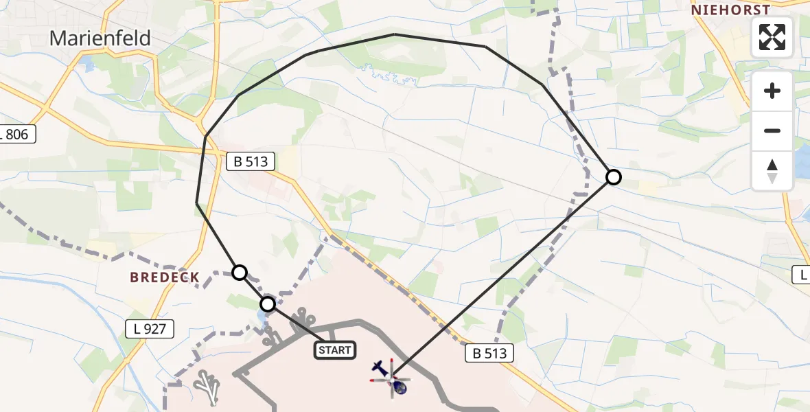 Flugroute Polizeihubschrauber Gütersloh - Gütersloh Militärflugplatz, 11 Juni 2026, 09:49