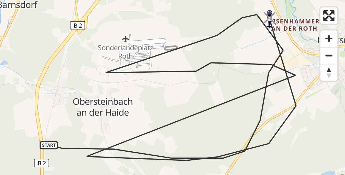 Flugroute Polizeihubschrauber Roth - Roth, 11 Juni 2026, 11:12