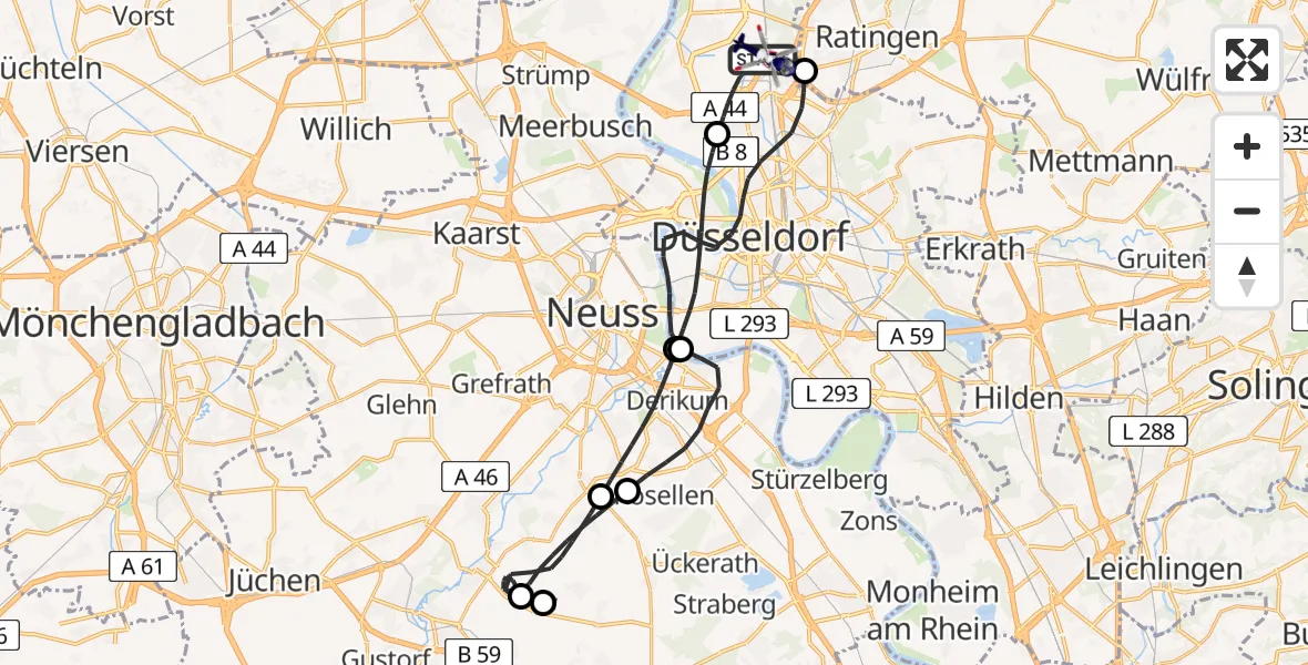 Flugroute Polizeihubschrauber Düsseldorf Flughafen - Düsseldorf Flughafen, 11 Juni 2026, 11:34