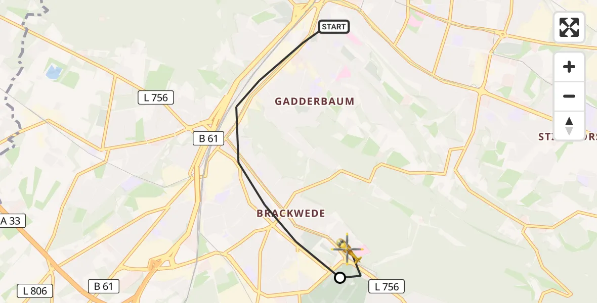 Flugroute Rettungshubschrauber Bielefeld - Luftrettungszentrum Bielefeld, 11 Juni 2026, 11:39
