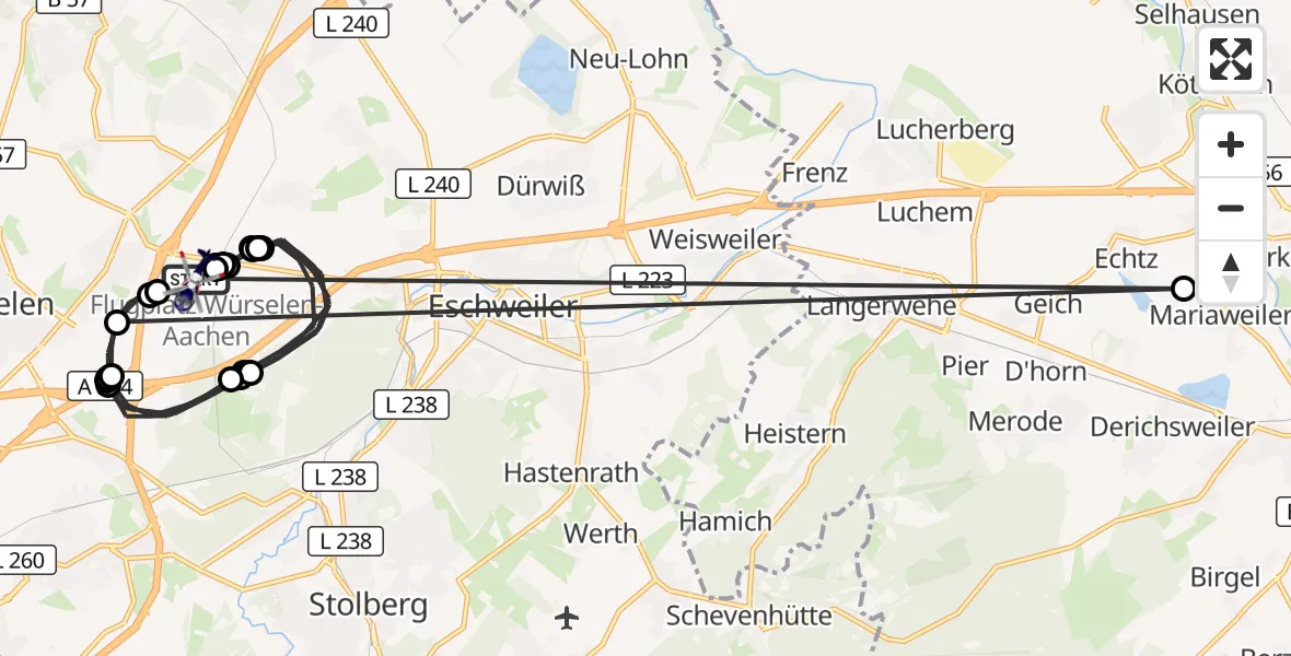Flugroute Polizeihubschrauber Aachen-Merzbrück Flughafen - Aachen-Merzbrück Flughafen, 11 Juni 2026, 12:08