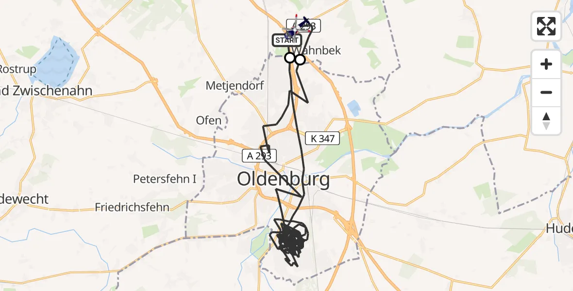 Flugroute Polizeihubschrauber Rastede - Rastede, 11 Juni 2026, 12:14