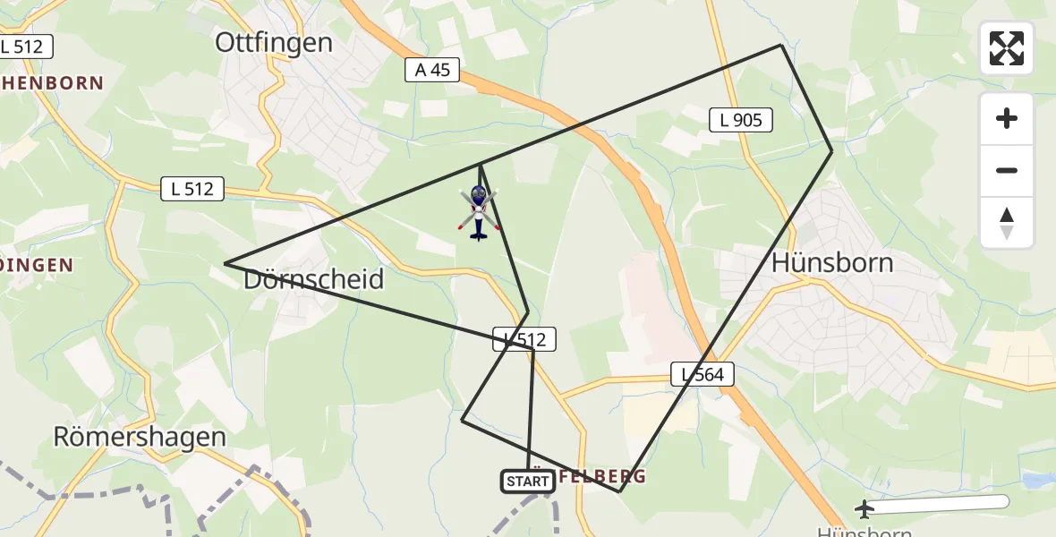 Flugroute Polizeihubschrauber Wenden - Wenden, 11 Juni 2026, 12:44