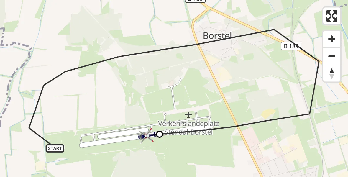 Flugroute Polizeihubschrauber Stendal - Stendal-Borstel Flugplatz, 11 Juni 2026, 13:21