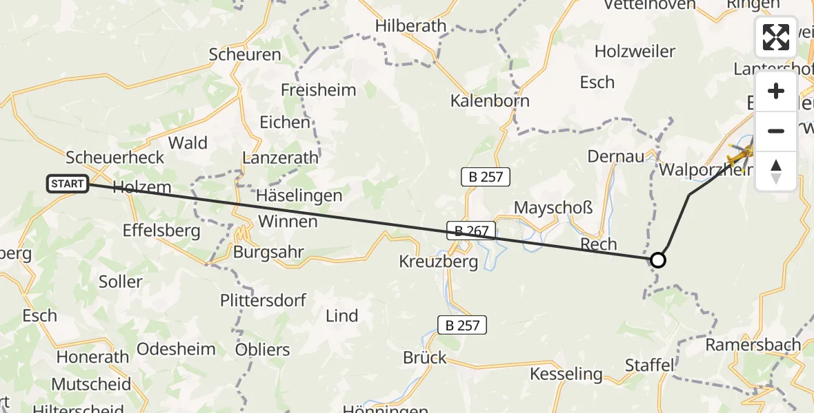Flugroute Ambulanzhubschrauber Bad Münstereifel - Bad Neuenahr-Ahrweiler, 11 Juni 2026, 13:22
