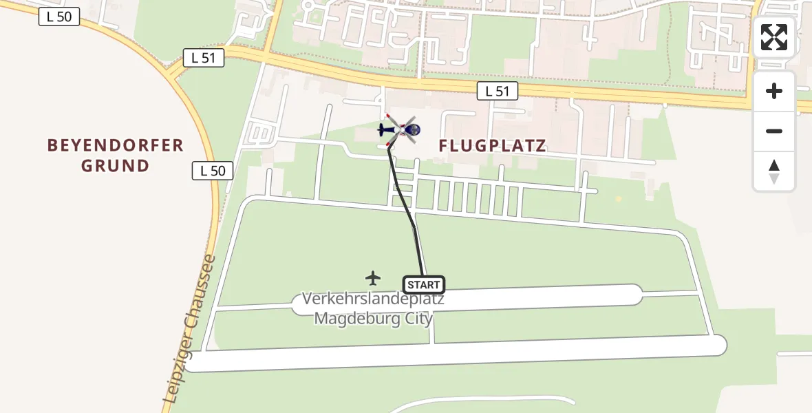 Flugroute Polizeihubschrauber Magdeburg City Flugplatz - Magdeburg City Flugplatz, 11 Juni 2026, 14:03