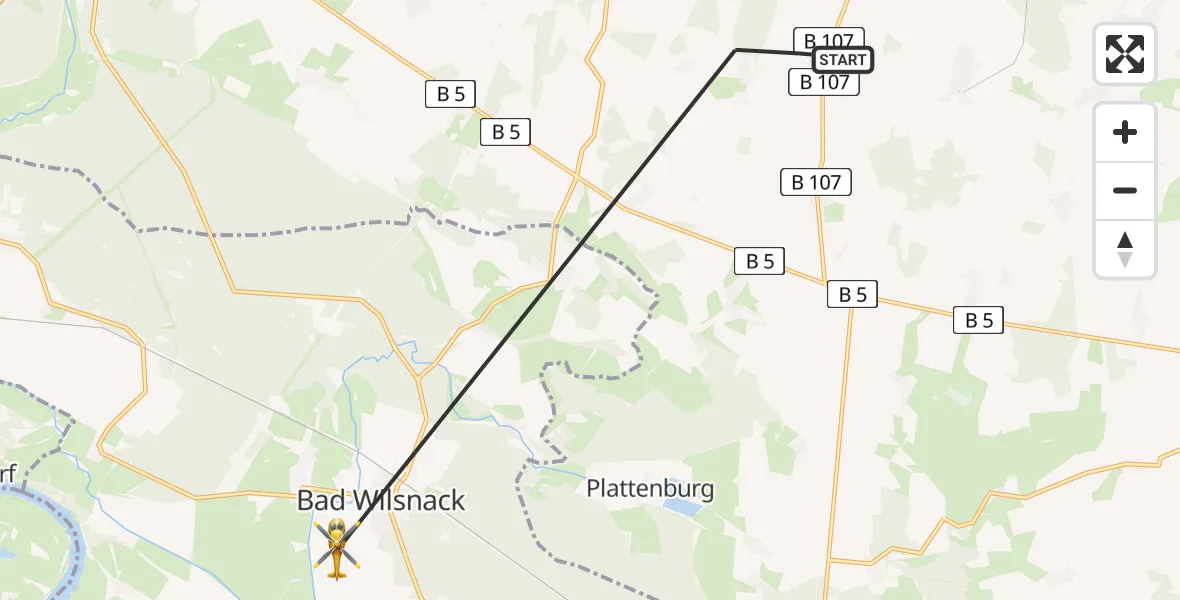 Flugroute Rettungshubschrauber Plattenburg - Bad Wilsnack, 11 Juni 2026, 14:21