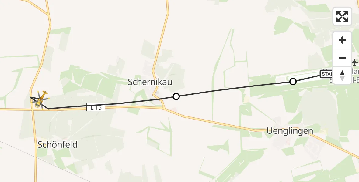 Flugroute Rettungshubschrauber Stendal-Borstel Flugplatz - Bismark (Altmark), 11 Juni 2026, 14:51