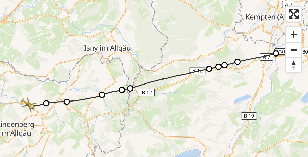Flugroute Rettungshubschrauber Sulzberg - Heimenkirch, 11 Juni 2026, 14:52