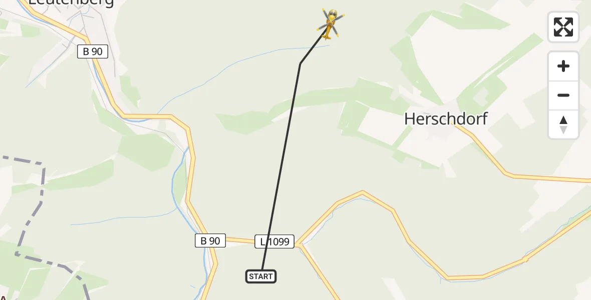 Flugroute Rettungshubschrauber Leutenberg - Leutenberg, 11 Juni 2026, 15:57