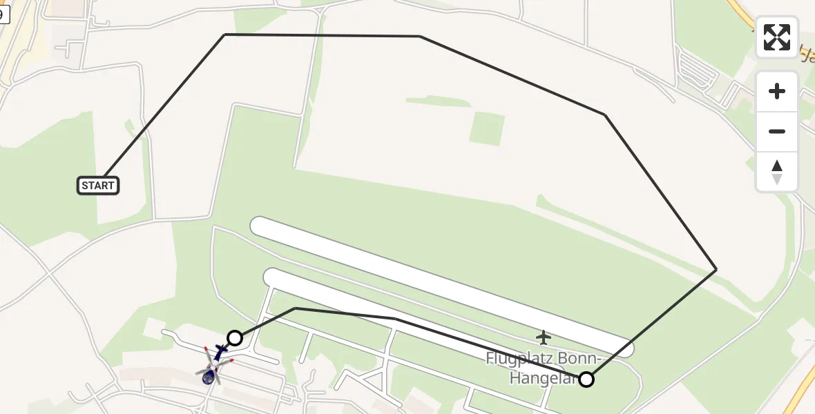 Flugroute Polizeihubschrauber Sankt Augustin - Sankt Augustin, 11 Juni 2026, 19:00